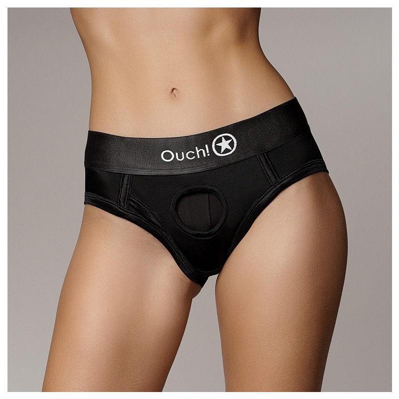 culotte vibrante strap on high cut brief noire