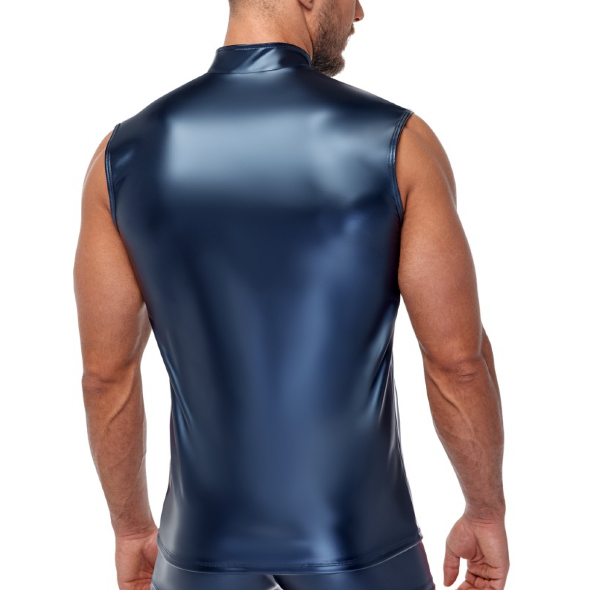 debardeur avec zip top andio bleu metallise 1