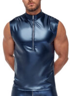 debardeur avec zip top andio bleu metallise