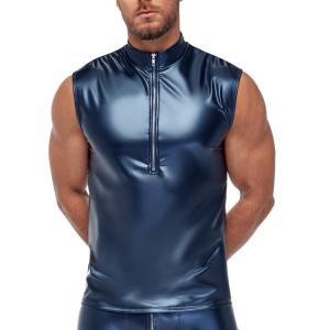 debardeur avec zip top andio bleu metallise