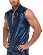 debardeur avec zip top andio bleu metallise 4