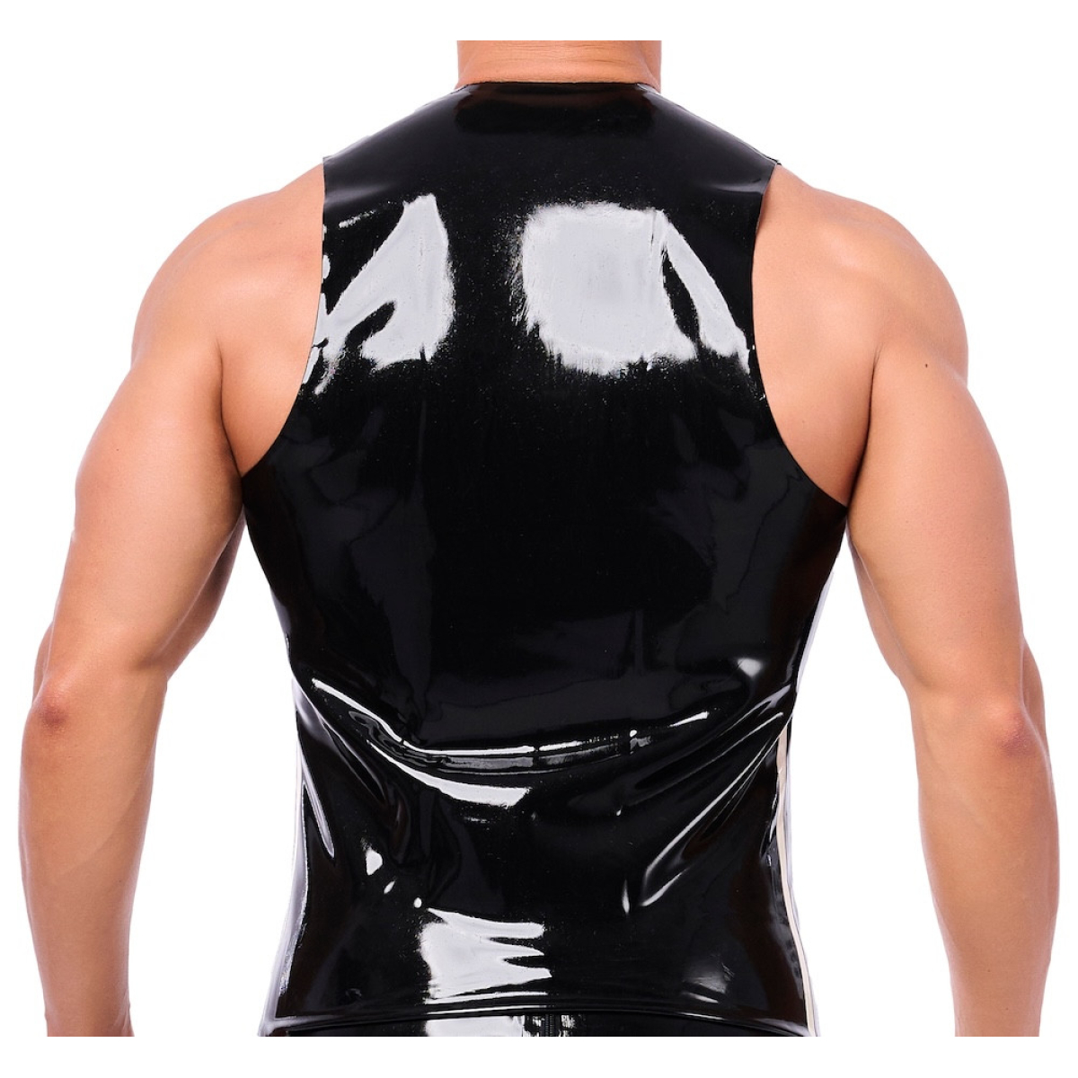 debardeur en latex xrub avec zip noir blanc 1