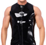 debardeur en latex xrub avec zip noir blanc 2