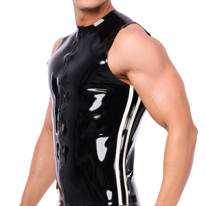 debardeur en latex xrub avec zip noir blanc