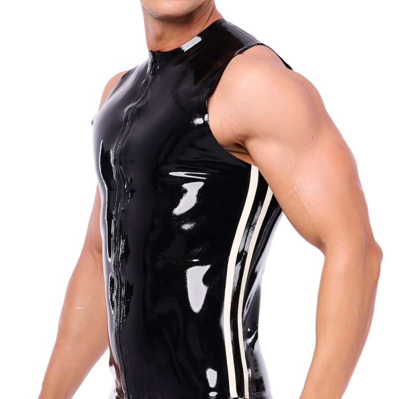 debardeur en latex xrub avec zip noir blanc