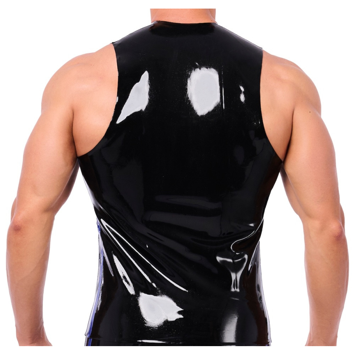 debardeur en latex xrub avec zip noir bleu 1