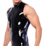 debardeur en latex xrub avec zip noir bleu