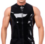 debardeur en latex xrub avec zip noir bleu 2