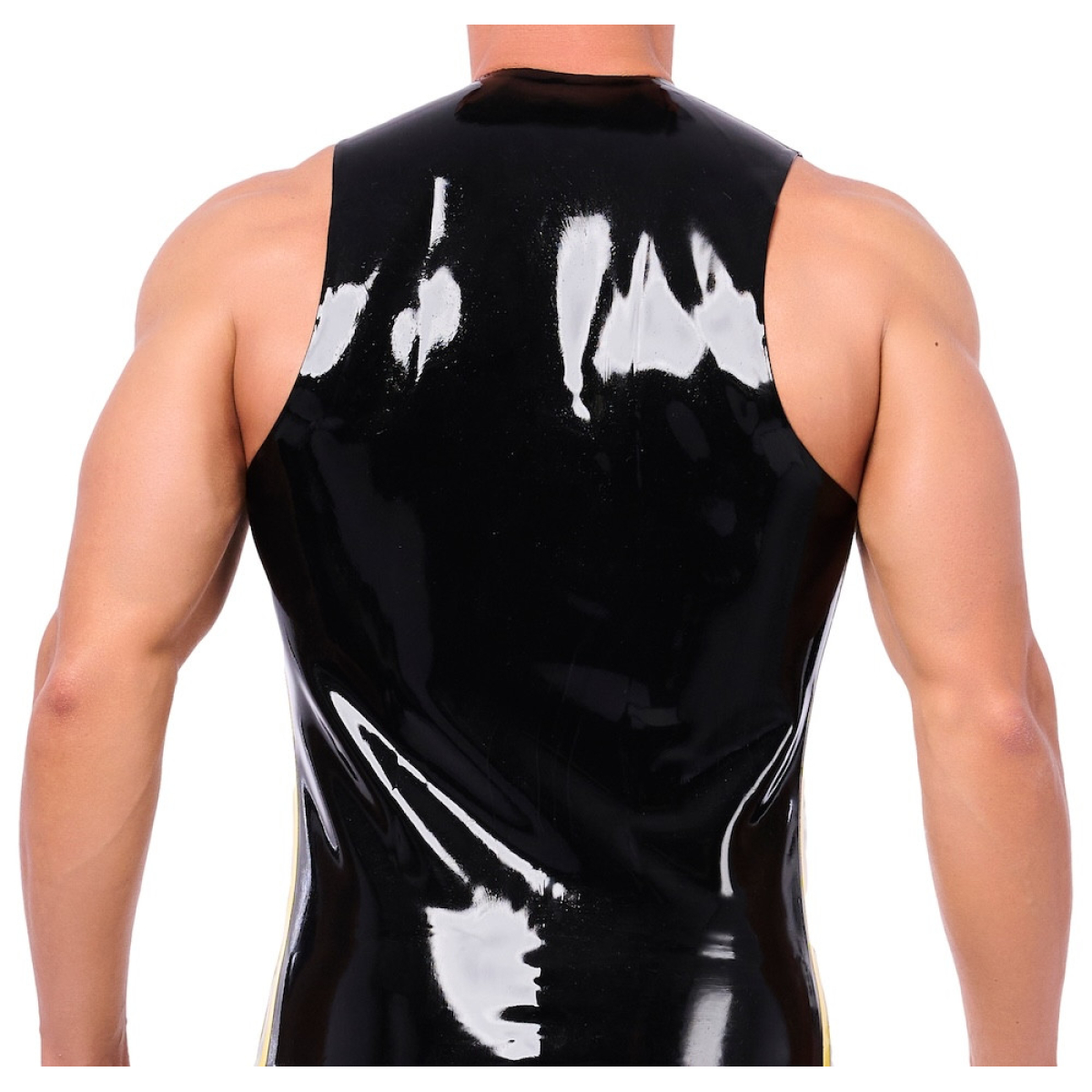 debardeur en latex xrub avec zip noir jaune 1