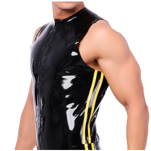 debardeur en latex xrub avec zip noir jaune