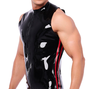 debardeur en latex xrub avec zip noir rouge