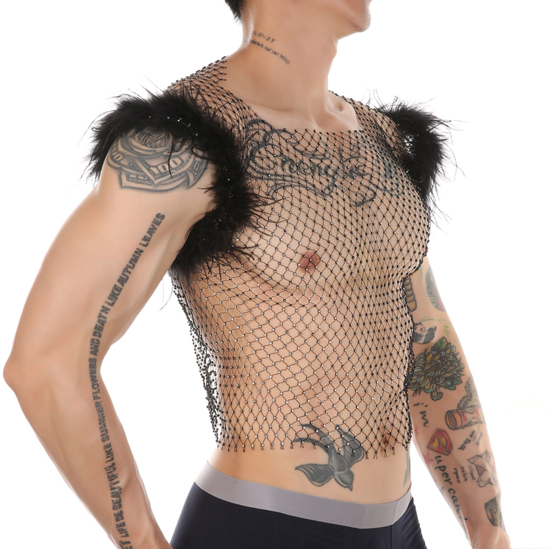 debardeur resille perles et plumes nightfizz noir 1