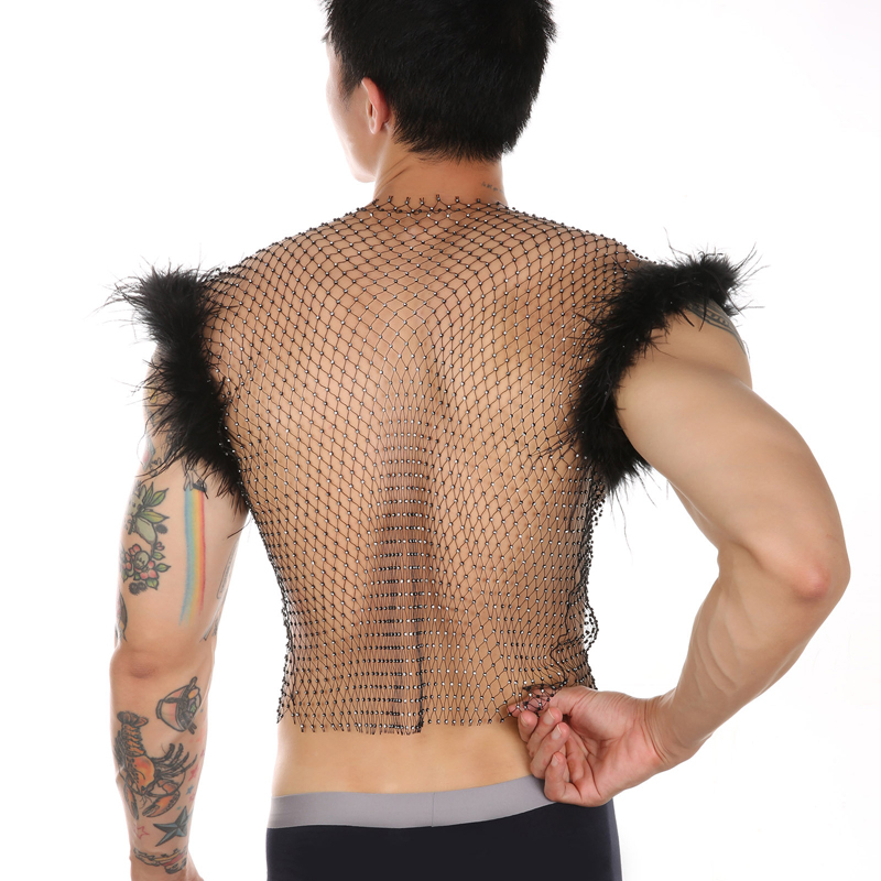 debardeur resille perles et plumes nightfizz noir 2