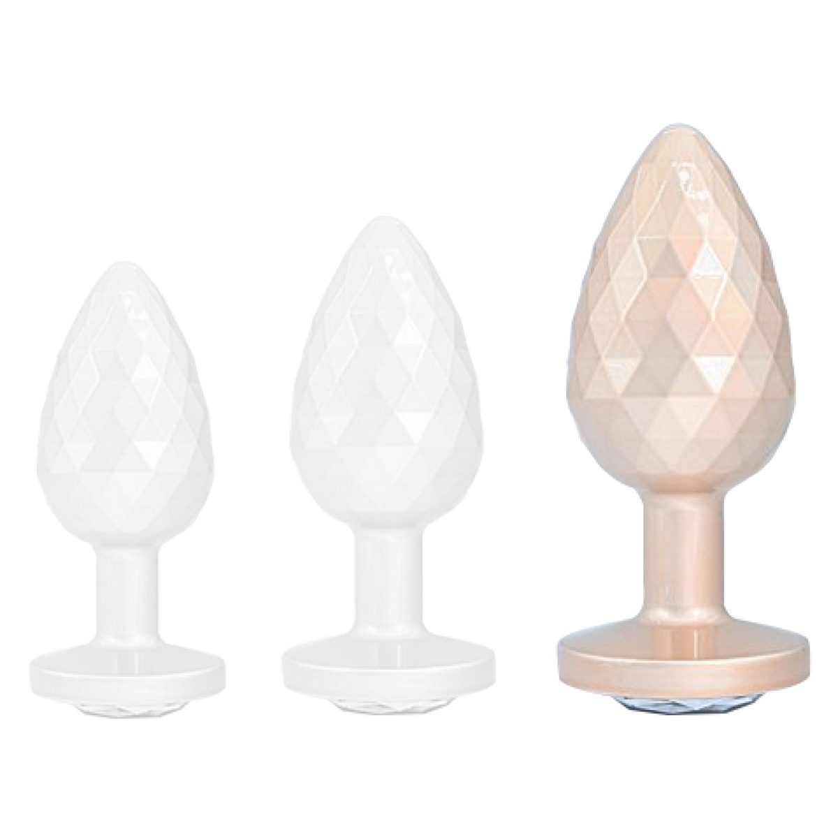 diamond pattern steel anal plug golden clear l