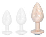 diamond pattern steel anal plug golden clear l