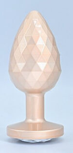 diamond pattern steel anal plug golden clear l 2