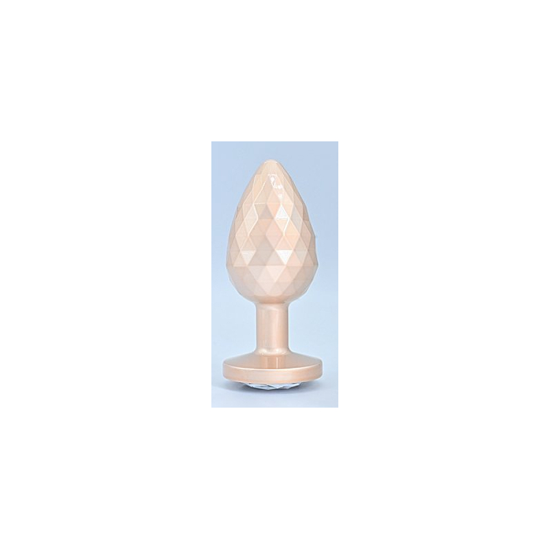 diamond pattern steel anal plug golden clear l 2