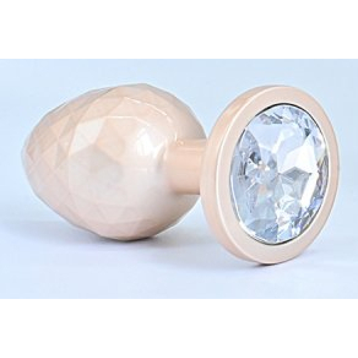 diamond pattern steel anal plug golden clear l 3