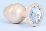 diamond pattern steel anal plug golden clear l 3