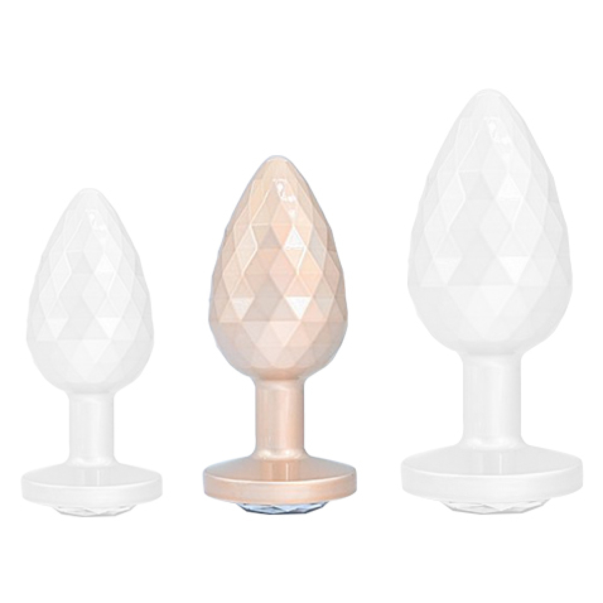 diamond pattern steel anal plug golden clear m