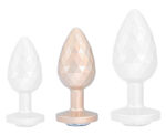 diamond pattern steel anal plug golden clear m