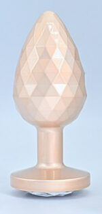diamond pattern steel anal plug golden clear m 2