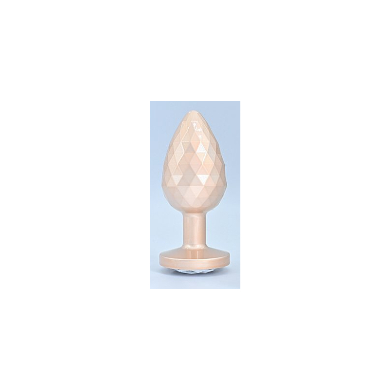 diamond pattern steel anal plug golden clear m 2