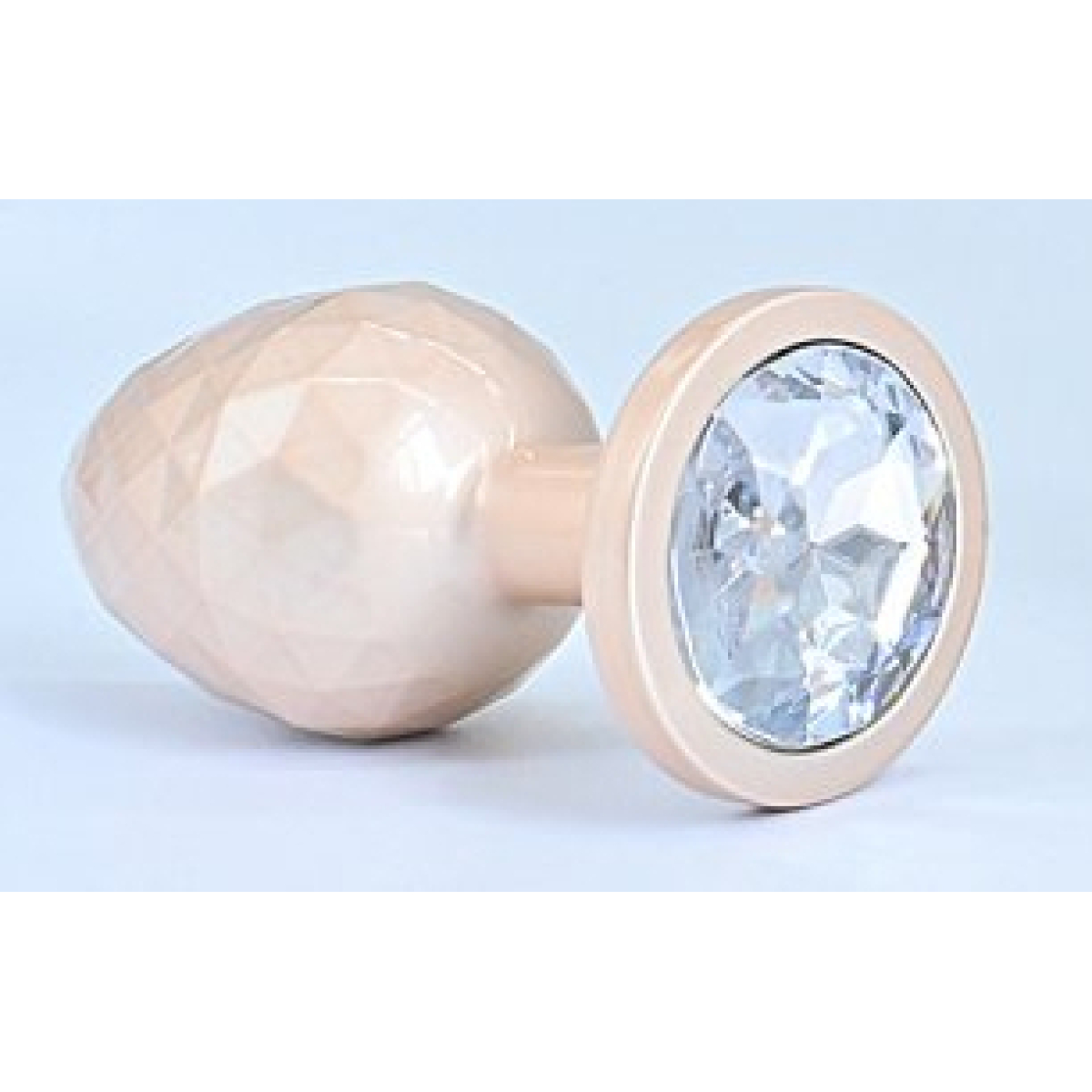 diamond pattern steel anal plug golden clear m 3
