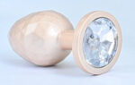diamond pattern steel anal plug golden clear m 3