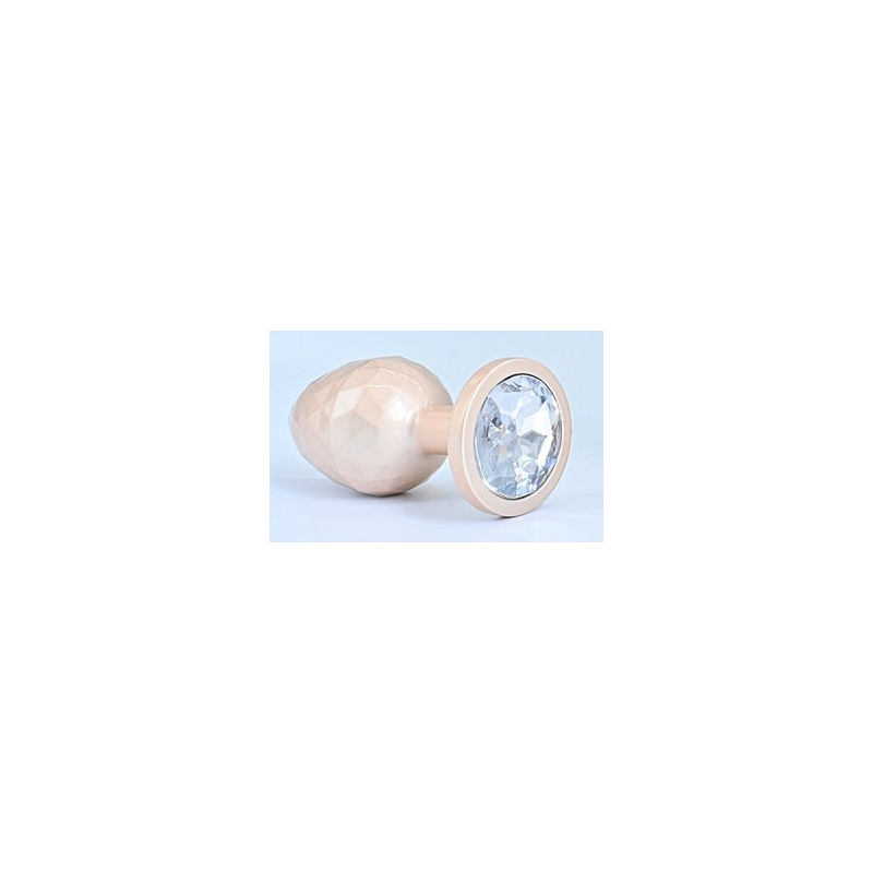 diamond pattern steel anal plug golden clear m 3