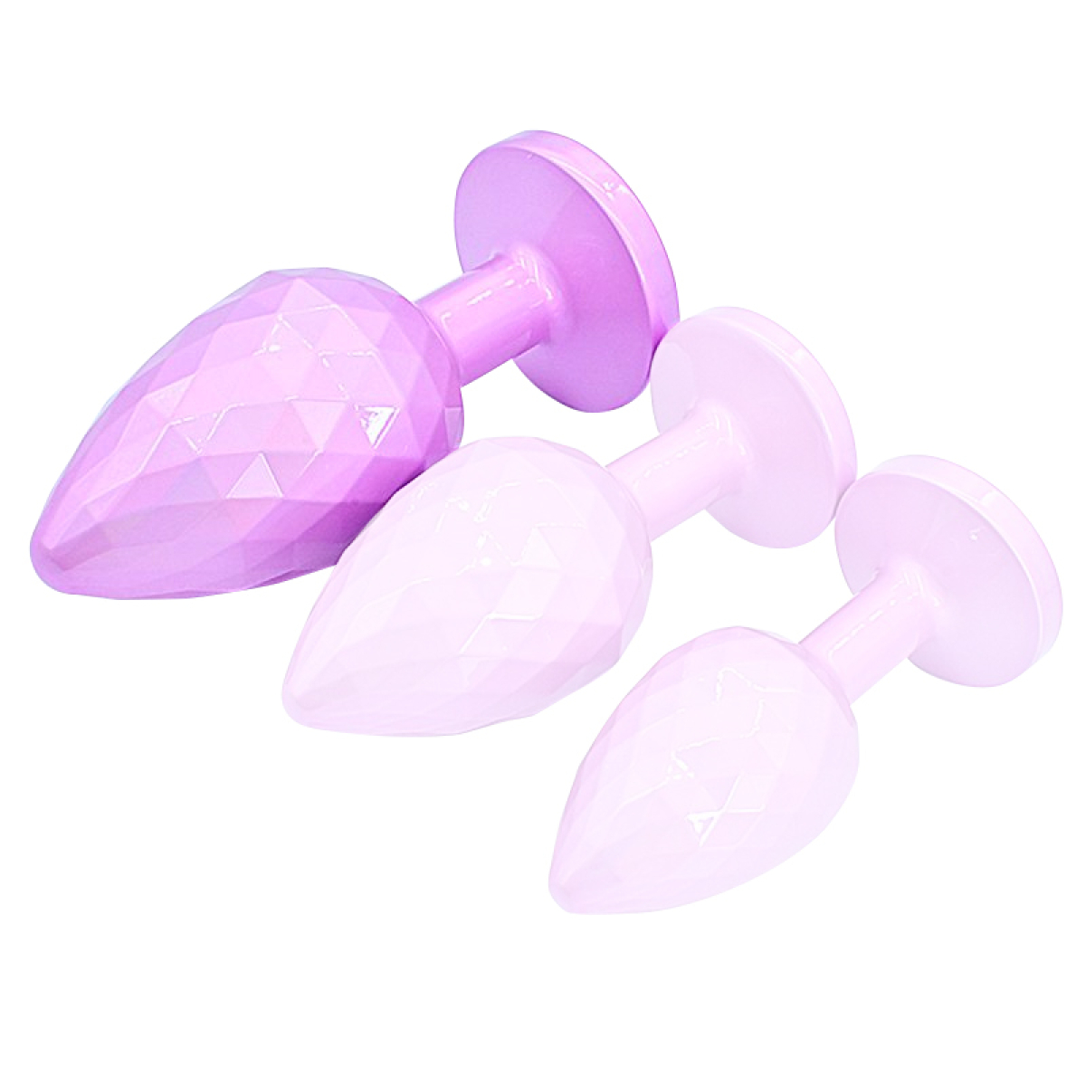 diamond pattern steel anal plug pink clear l 1