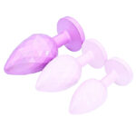 diamond pattern steel anal plug pink clear l 1
