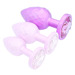 diamond pattern steel anal plug pink clear l