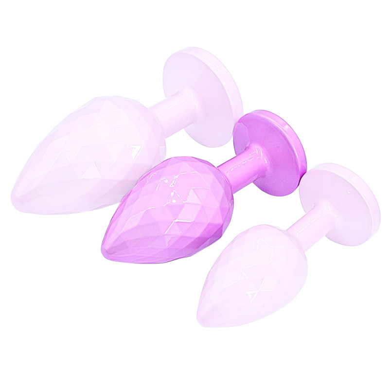 diamond pattern steel anal plug pink clear m 1