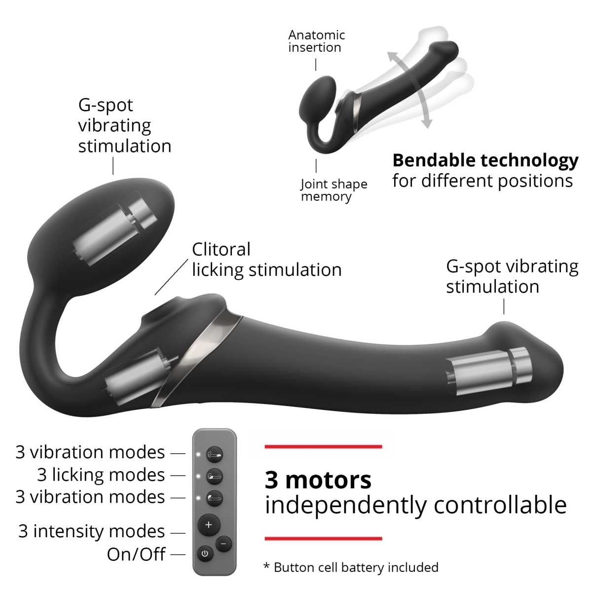 dildo multi orgasm strap on me l 155 x 42cm noir 4