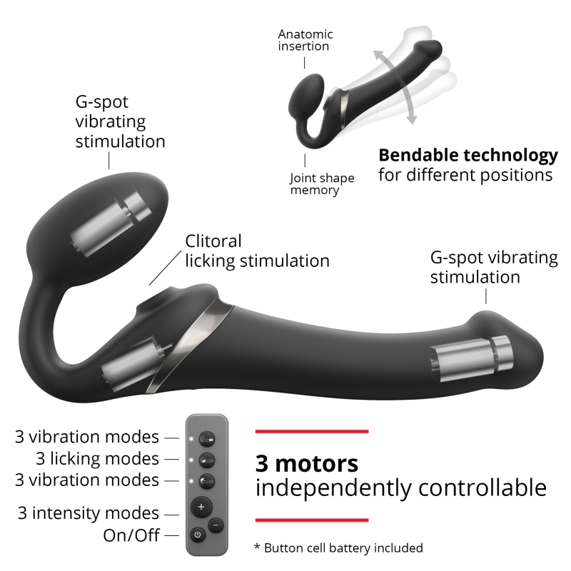 dildo multi orgasm strap on me l 155 x 42cm noir 4
