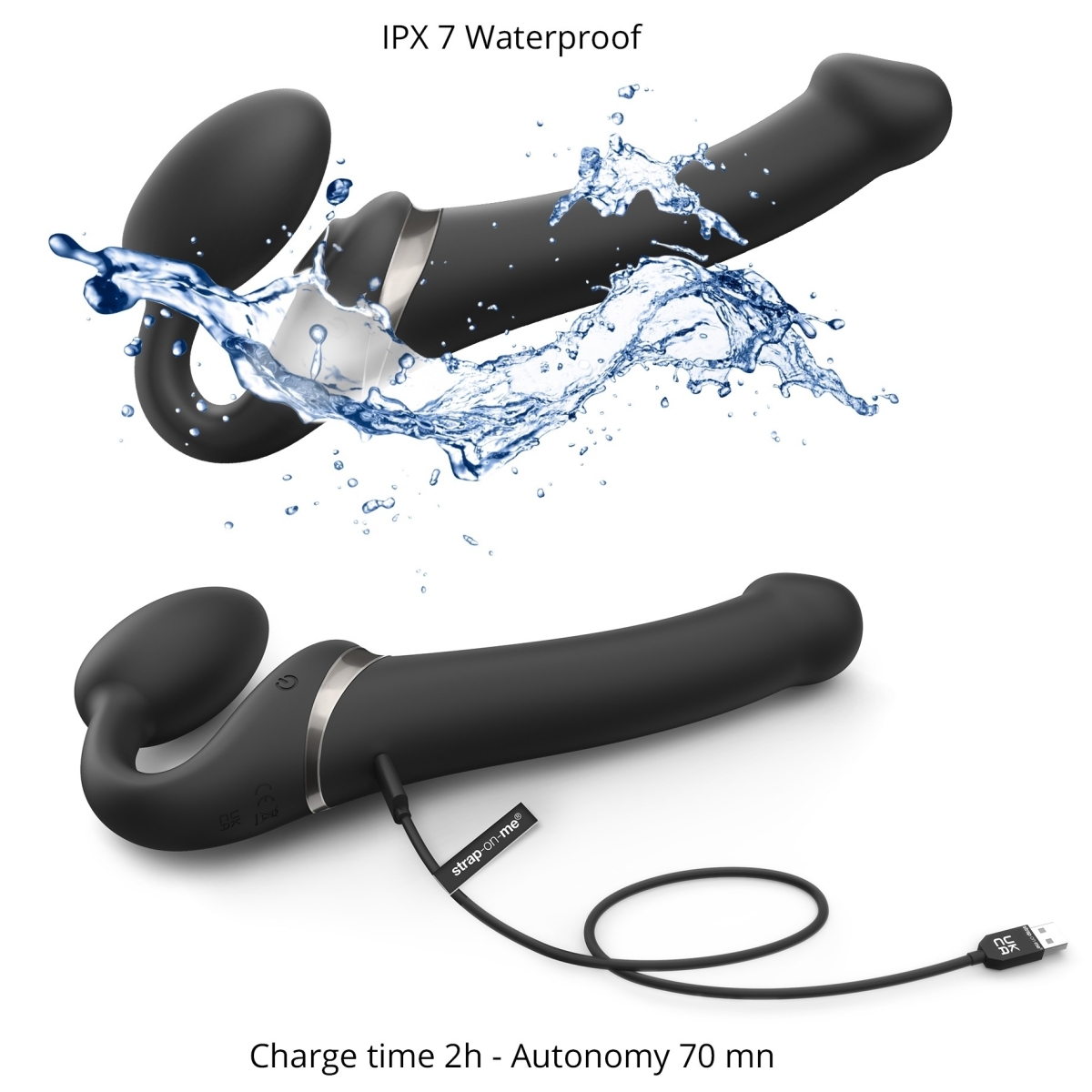 dildo multi orgasm strap on me l 155 x 42cm noir 5