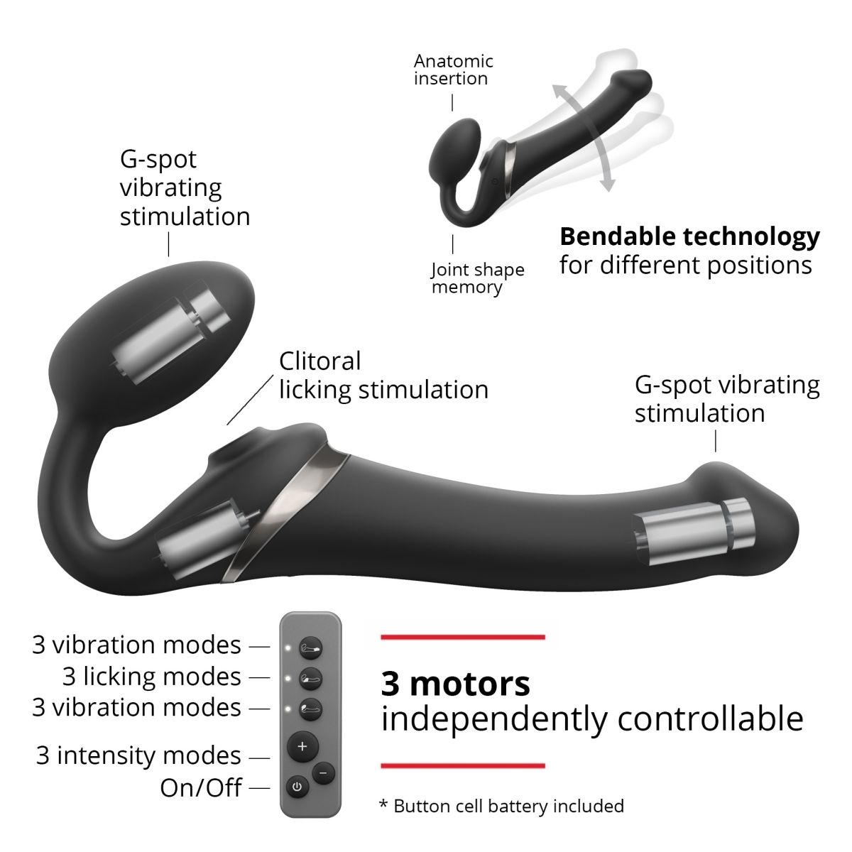 dildo multi orgasm strap on me m 15 x 38cm noir 4
