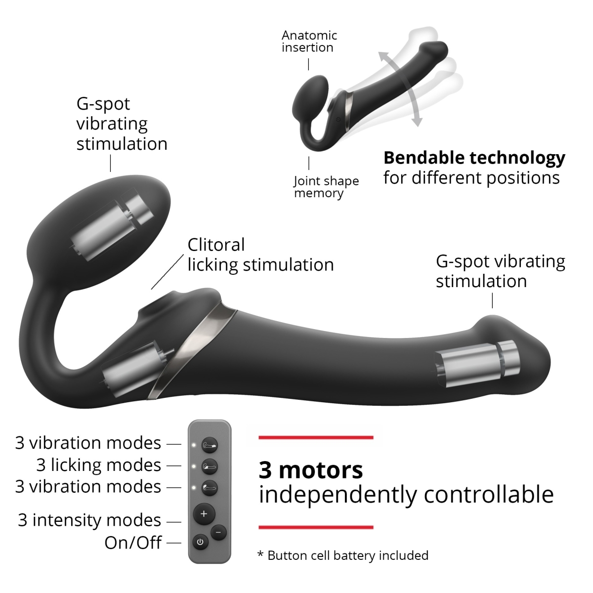 dildo multi orgasm strap on me s 145 x 34cm noir 4