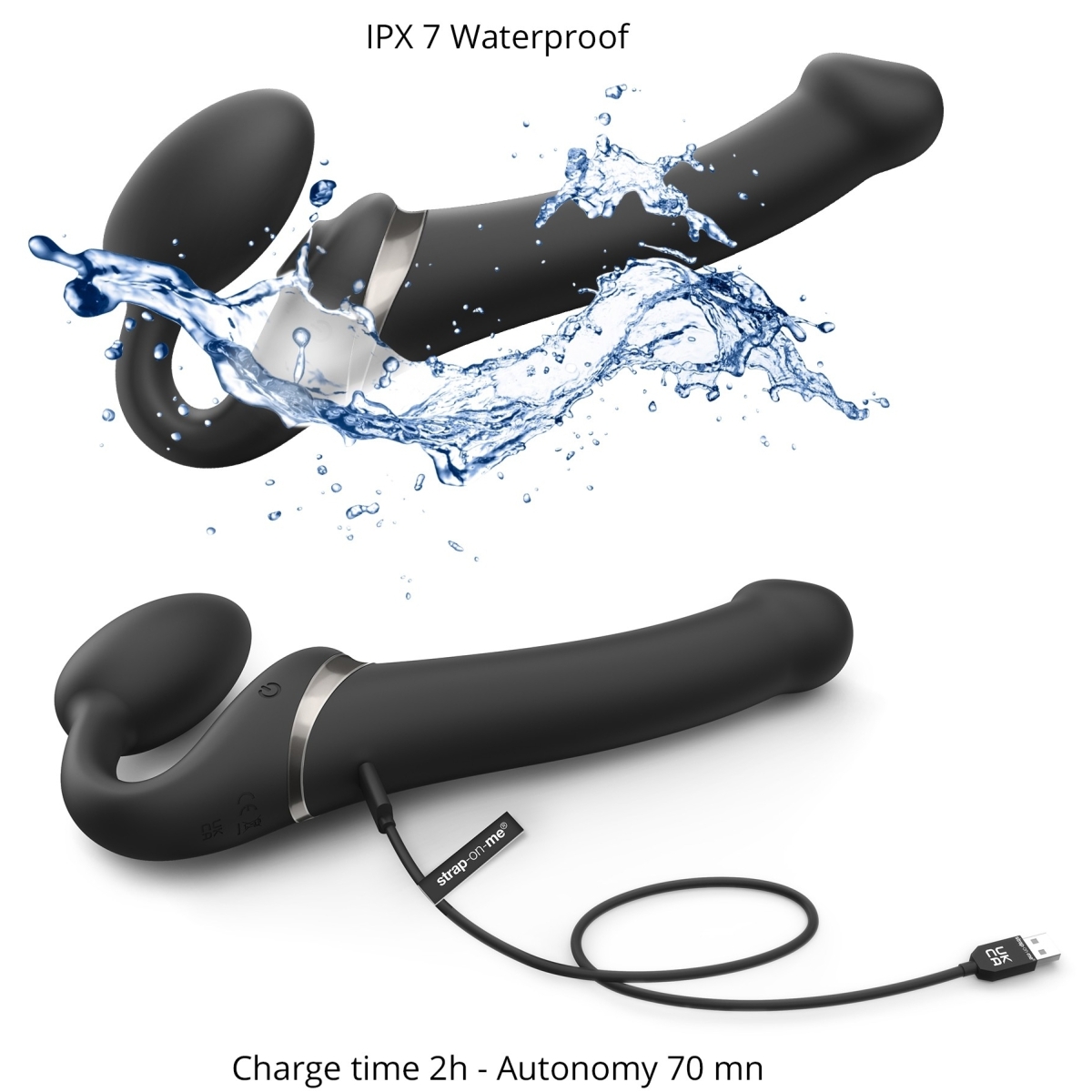 dildo multi orgasm strap on me s 145 x 34cm noir 5