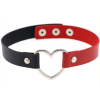 double color metal heart collar black red