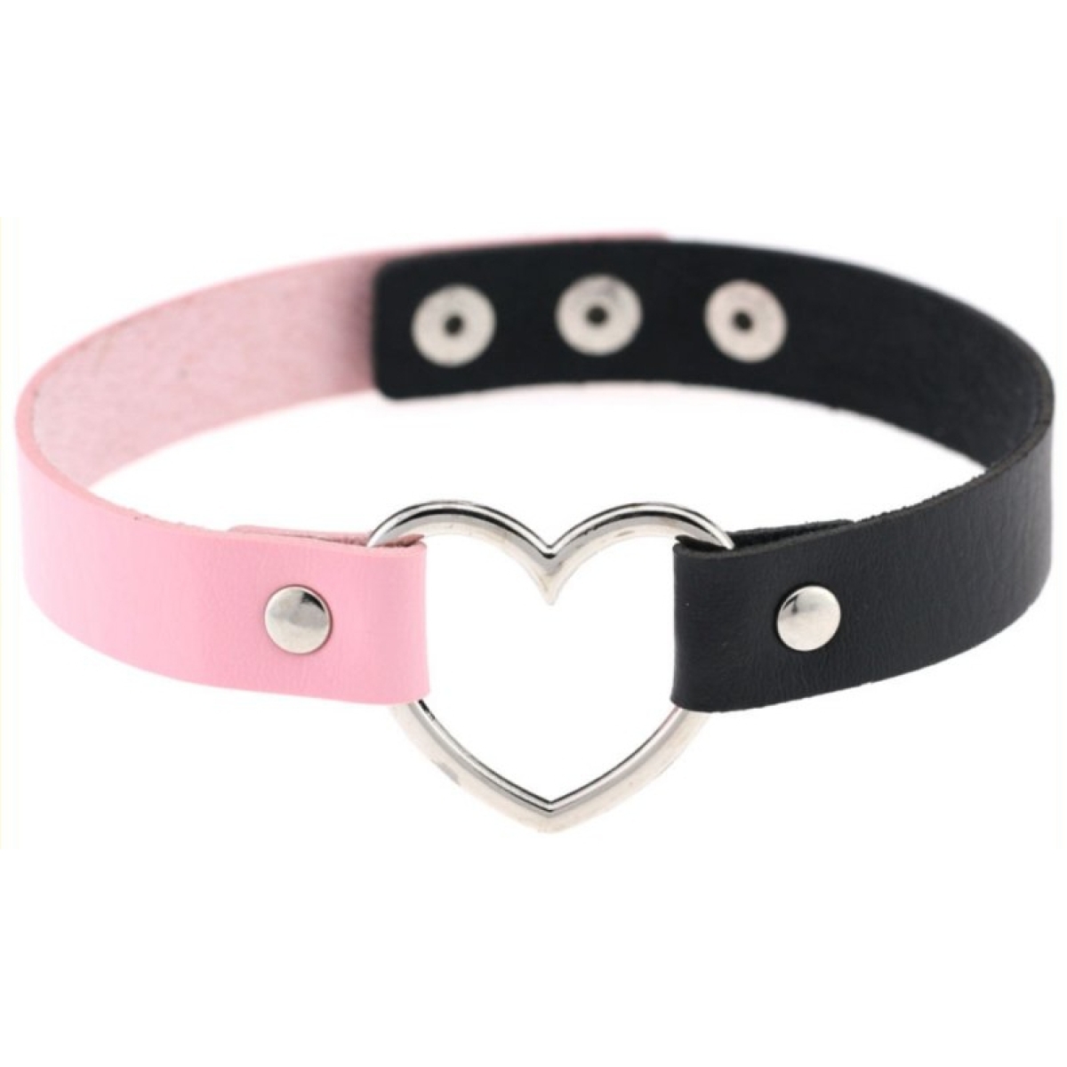 double color metal heart collar black rose 1