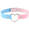 double color metal heart collar pink blue