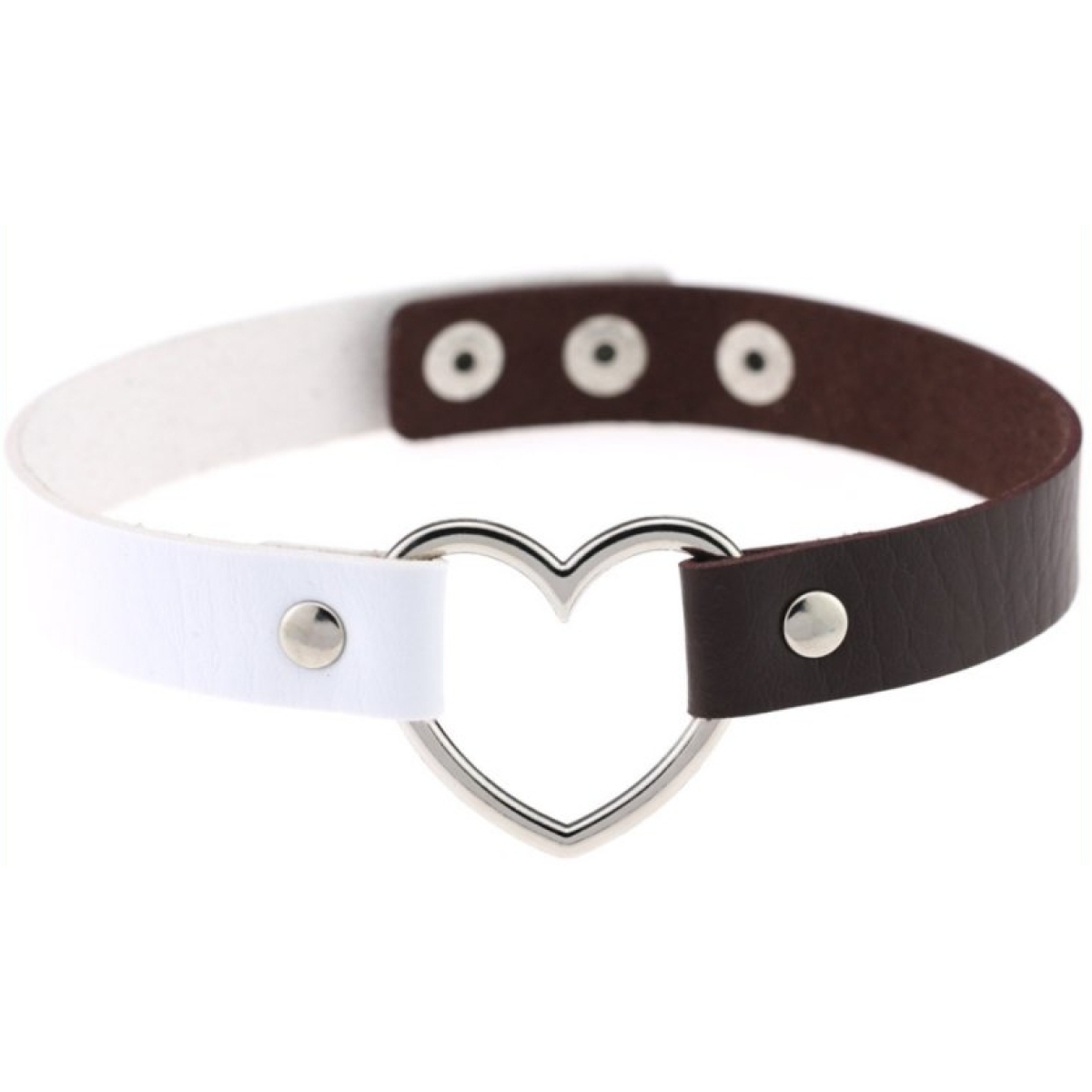 double color metal heart collar white coffee