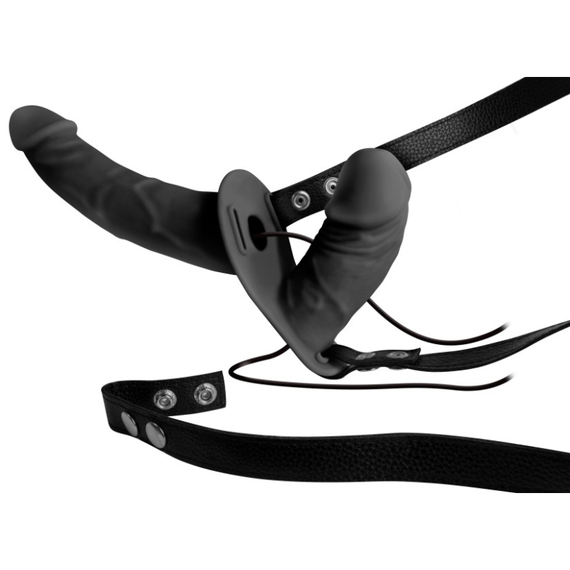 double-gode-ceinture-vibrant-double-thruster-17-x-4cm-noir double gode ceinture vibrant double thruster 17 x 4cm noir