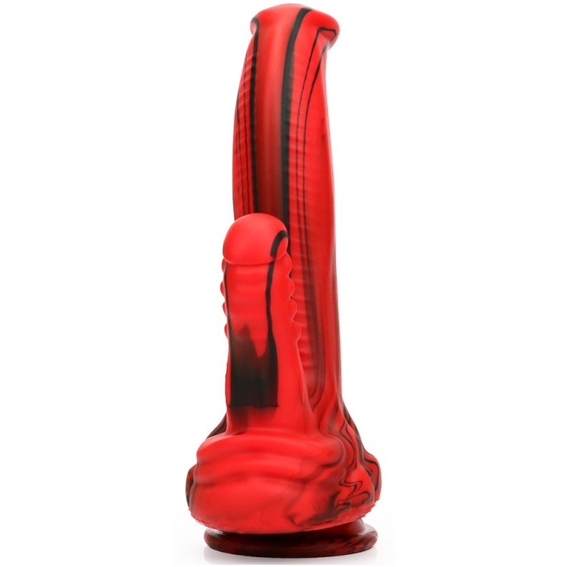 double-gode-dobhorse-18-x-7cm-rouge-et-noir double gode dobhorse 18 x 7cm rouge et noir