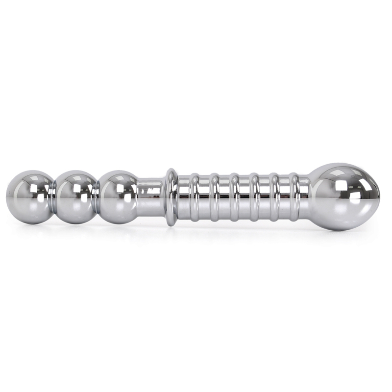 double gode en metal ribbed 19 x 35 cm 1