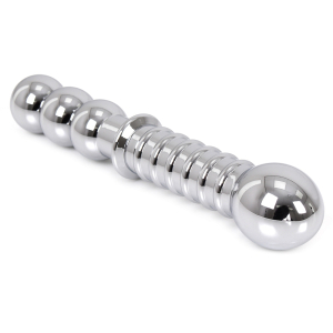 double gode en metal ribbed 19 x 35 cm