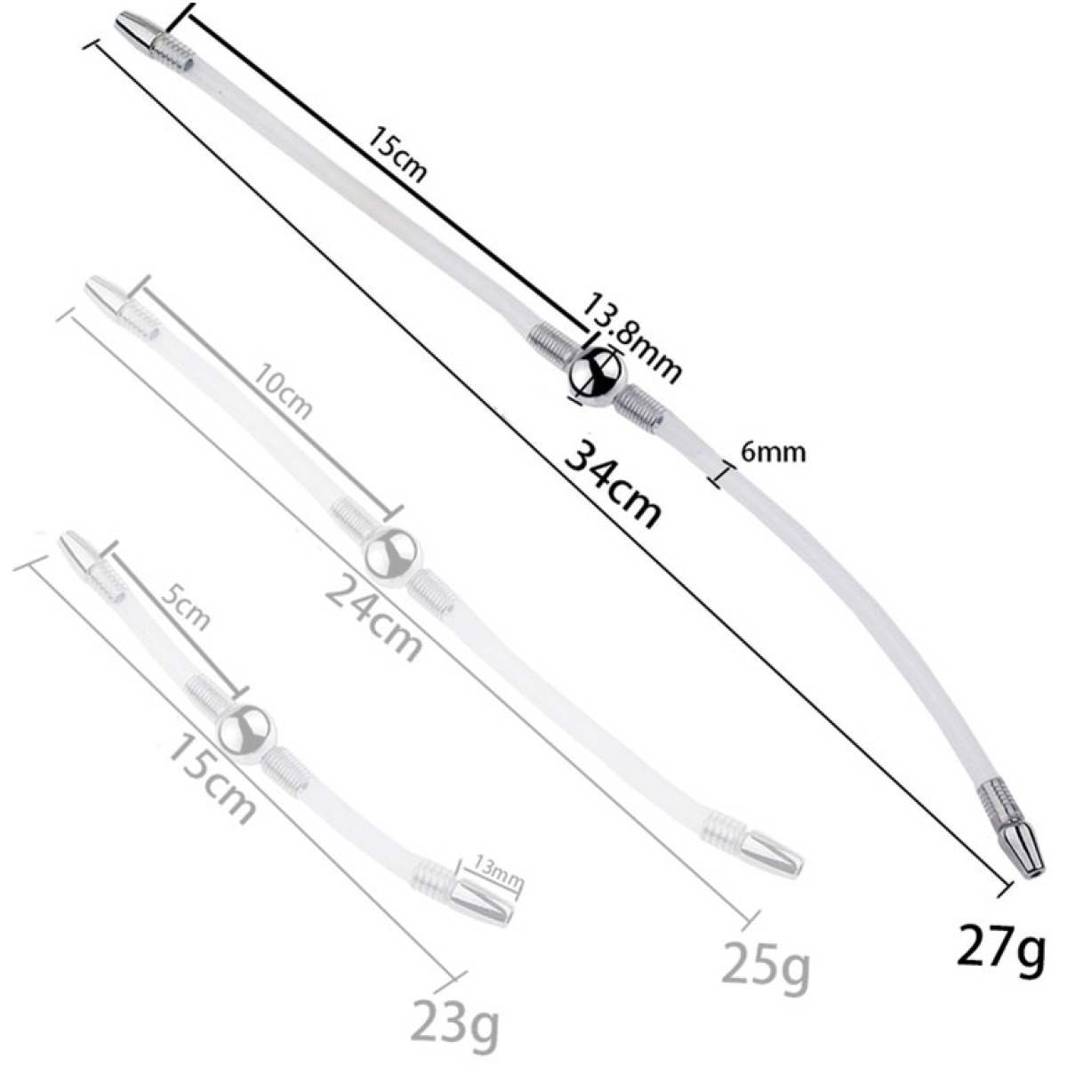 double tige d uretre flexible flexi duo 34cm diametre 8mm 2