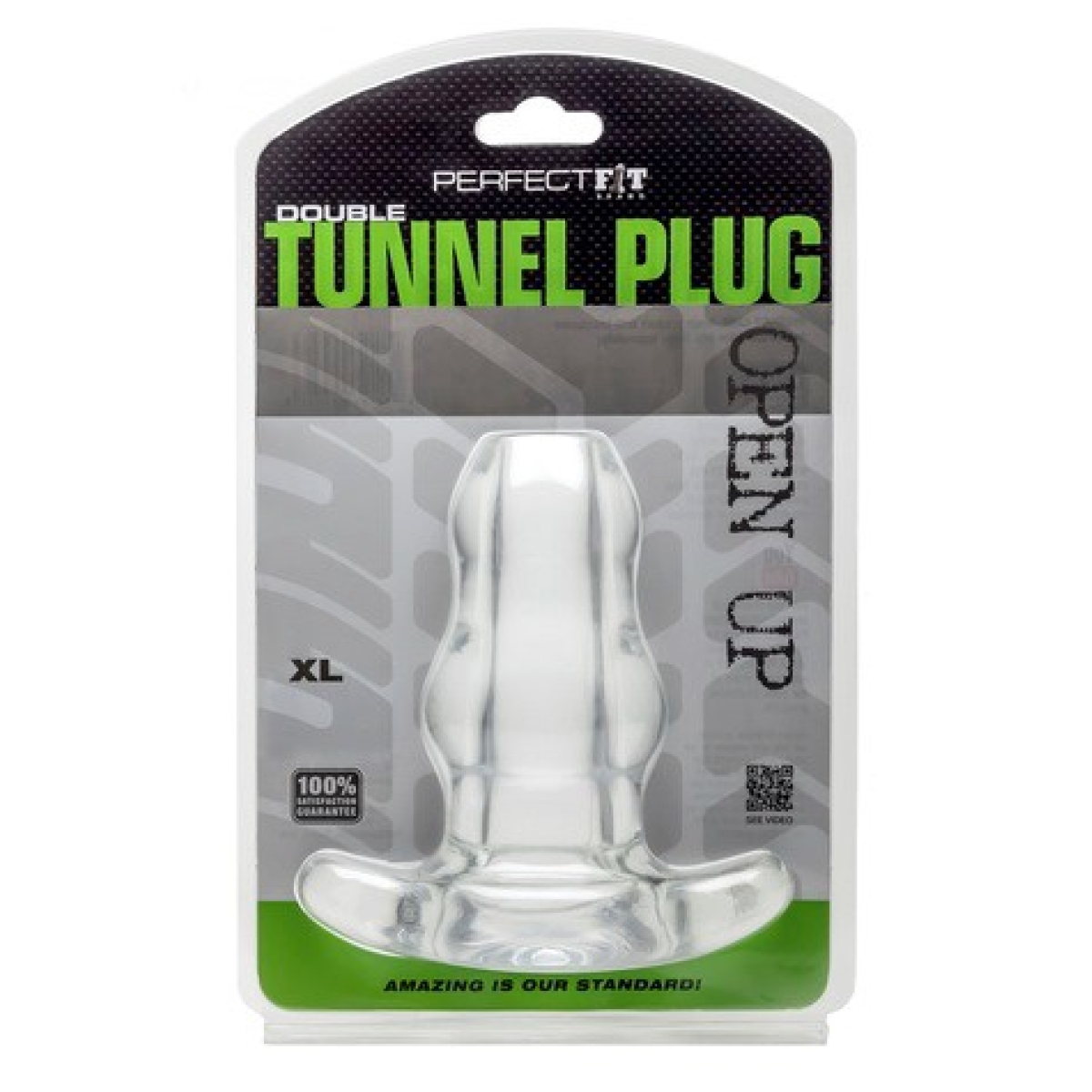 double tunnel plug extra large 14 x 78 cm transparent 1